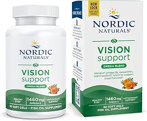 Nordic Naturals Omega Vision, Lemon - 60 Soft Gels - with Zeaxanthin and FloraGLO Lutein, for Healthy Eyes and Vision - 30 Servings