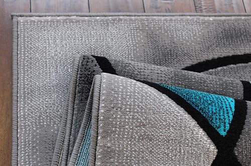 Miniatura 6 de Masada Rugs - Alfombra moderna contemporánea, color gris y negro