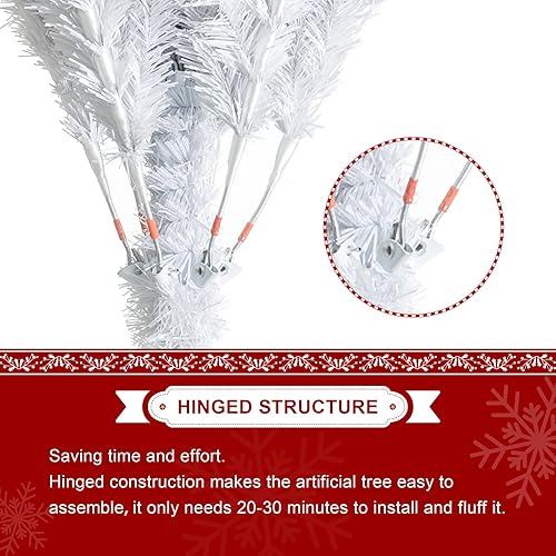 Vista 114 de Glitzhome Prelit Christmas Tree, 6ft Flocked Artificial Christmas Tree Serene Snowscape Fir with 300 Warm White Lights for Home, Office, Party