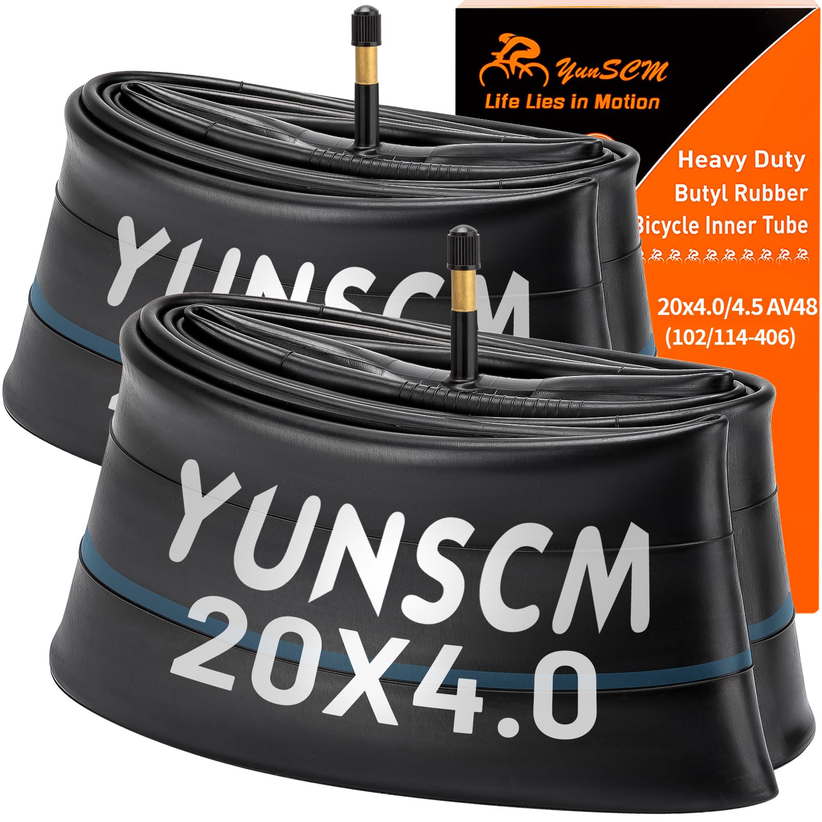 YunSCM 2 Chambres à Air Auto-réparantes 20x4.0/4.50 – Renforcées, Anti-crevaison, Compatibles VTT Et Vélo électrique 20 Pouces