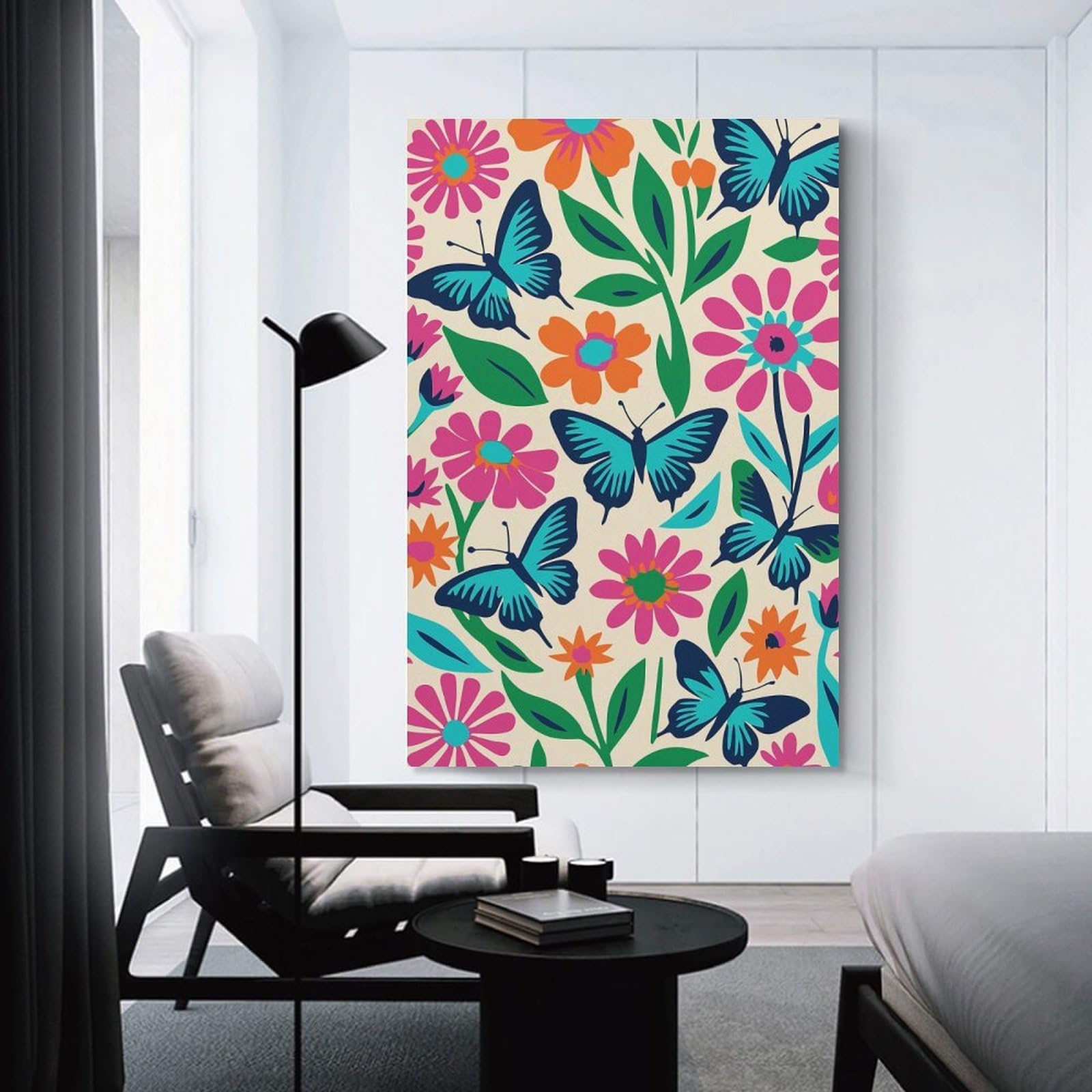 Junmoney Colorful Butterflies Wall Art Print, 16x24inch(40x60cm), for Lounge Decor, Bedroom Walls Or Flats, Decorative Artwork for Empty Walls