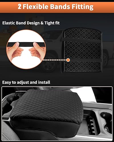 Miniatura 5 de Shademax - Cubierta antirayones para consola central hecha de piel sintética y con cojín amortiguador; cubierta accesoria para reposabrazos en color