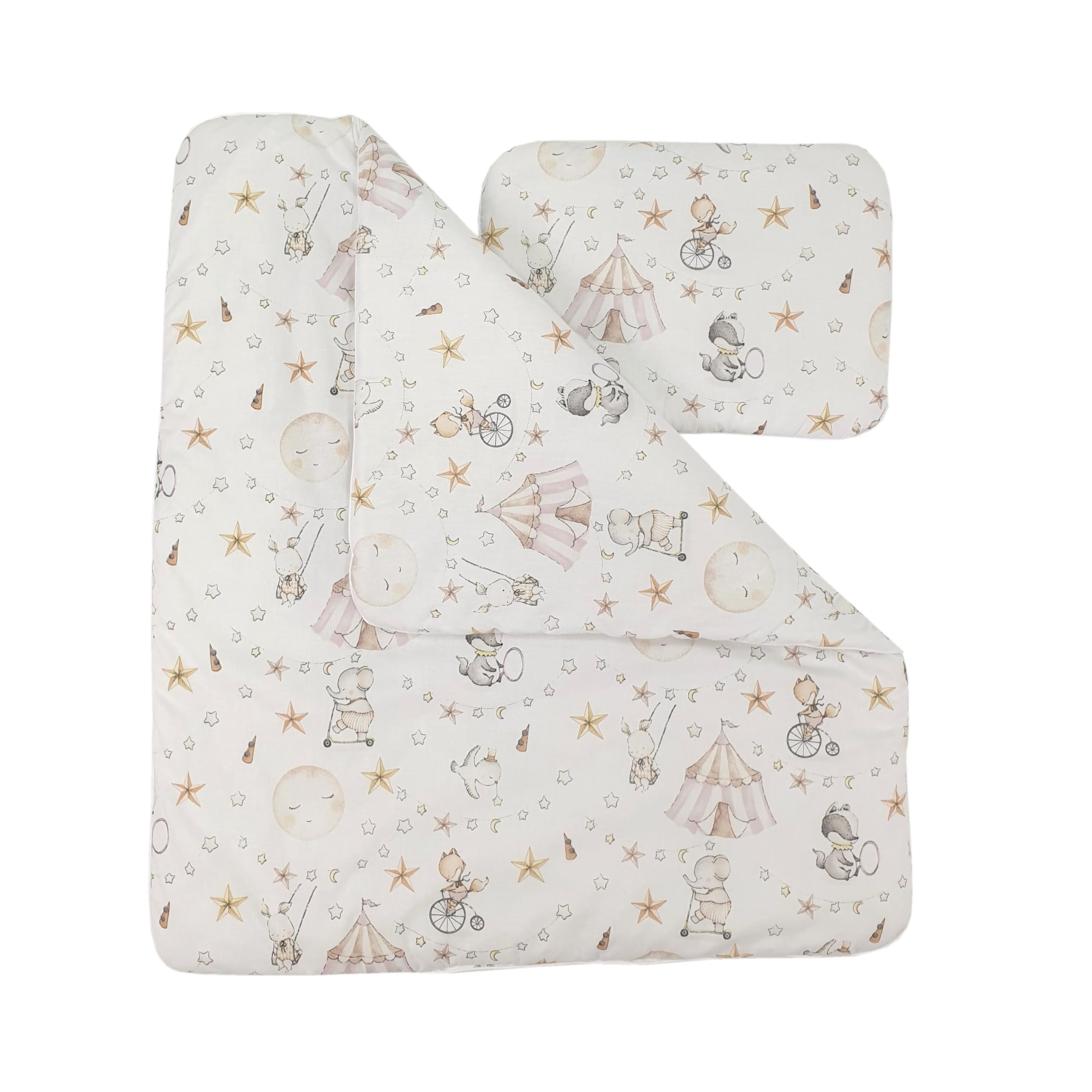 Juego de ropa de cama de 5 piezas, para bebés y niños, tejido de gofre, ropa de cama para cuna, funda nórdica con sábanas, muchos colores (circo)