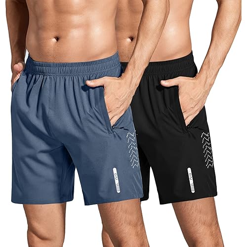 Disi Men's Athletic Hiking Shorts Quick Dry Workout Shorts 7" Lightweight Sports Gym Running Shorts