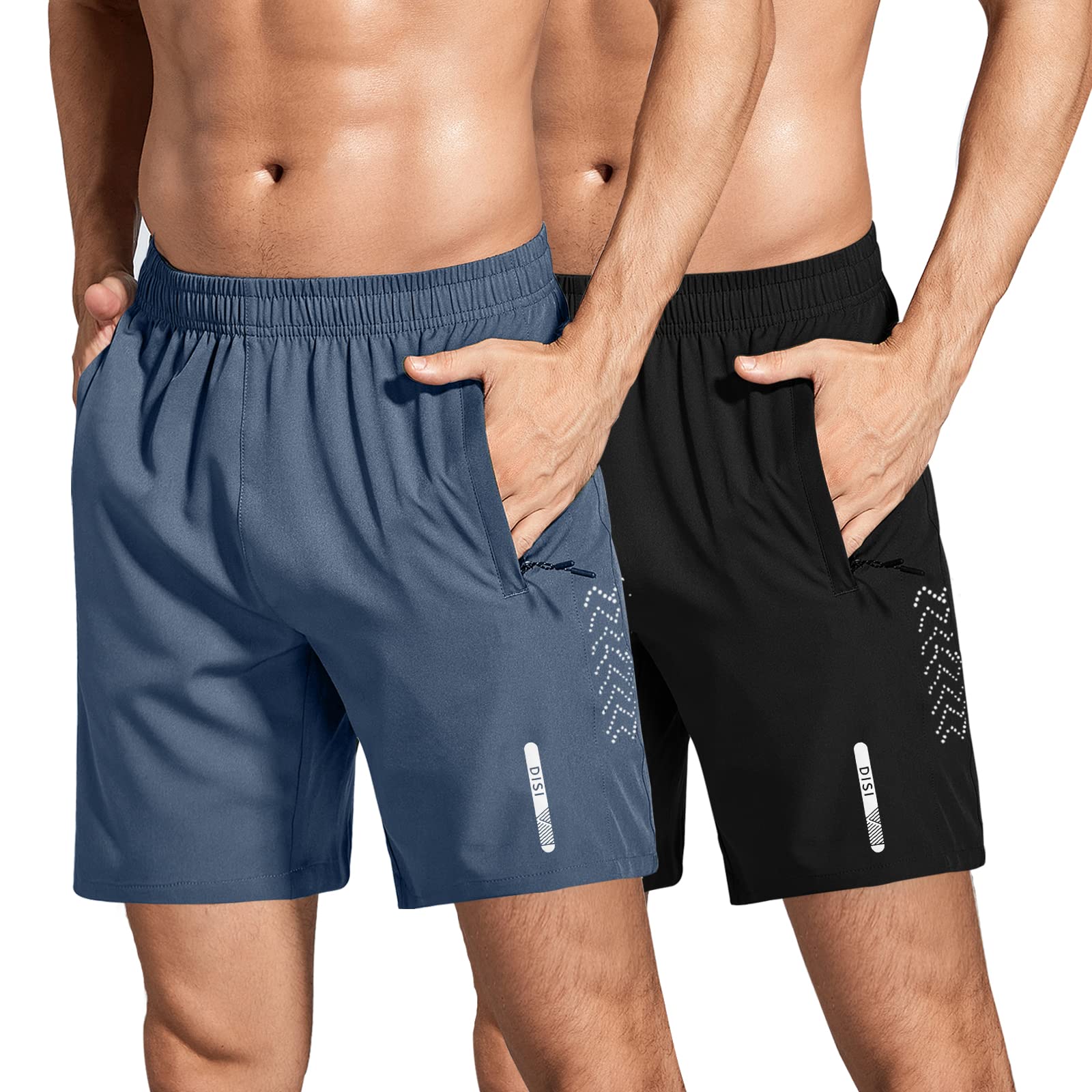 DisiMen's Athletic Shorts Lightweight Outdoor Shorts for Gym Running Camping Fishing Hiking Shorts with Pockets