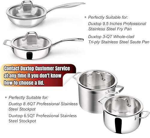 Miniatura 5 de Duxtop Tapa de repuesto para utensilios de cocina (diámetro interior 9-38 pulgadas, diámetro exterior 10 pulgadas)