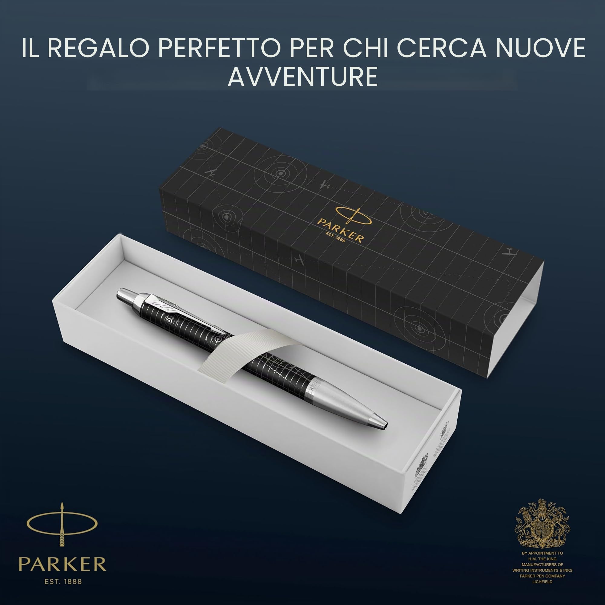 Parker IM Premium Penna a sfera | Collezione Legacy of Flight | Rifiniture cromate | Punta Media | Inchiostro blu | Confezione Regalo