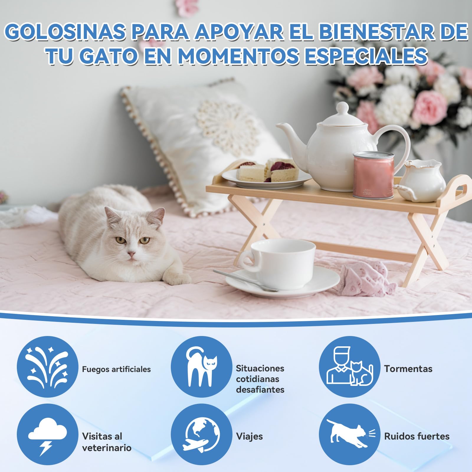 WEALLIN Premios Calmantes para Gatos, 200 Golosinas Naturales para Relajación, Ayuda contra Inquietud, Separación, Visitas al Veterinario, Viajes, Ruidos Fuertes, Pollo para Todas Las Razas