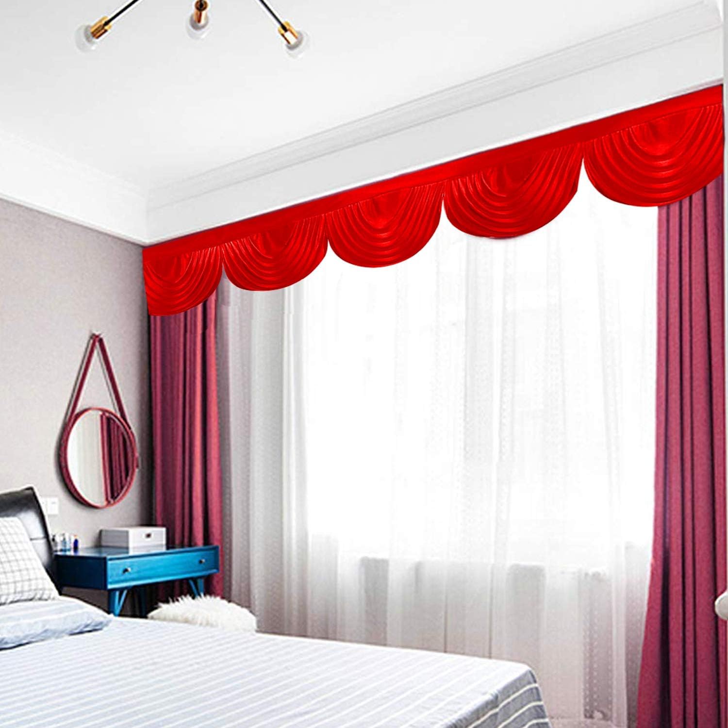 Weddecor Swag En Soie Rouge Détachable Pour Décoration De