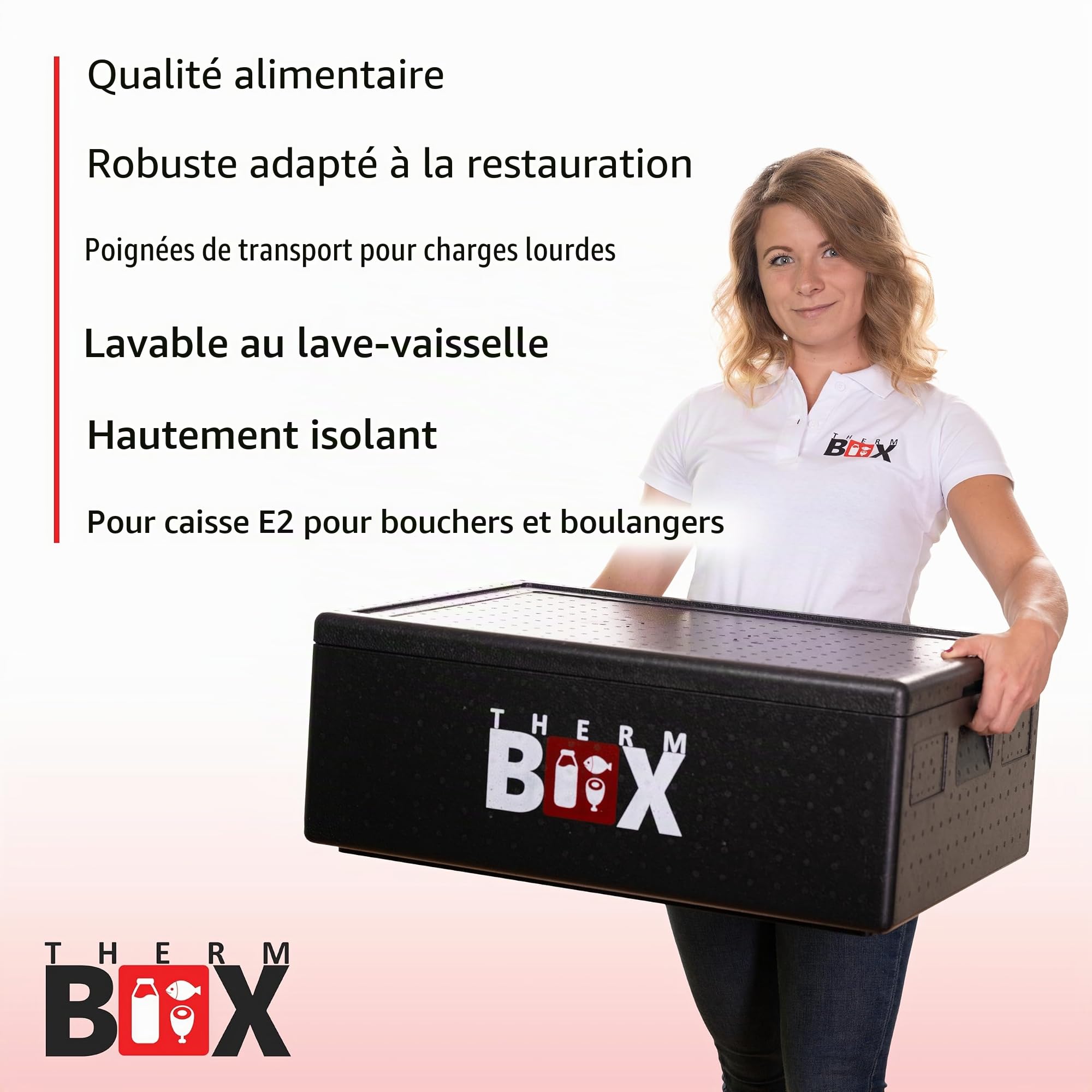 THERM BOX boîte en polystyrène B53 53-litres pour Caisse E2 boîte Isotherme boîte de Maintien au Chaud glacière Dimensions intérieures: 62,5x42,5x22cm réutilisable
