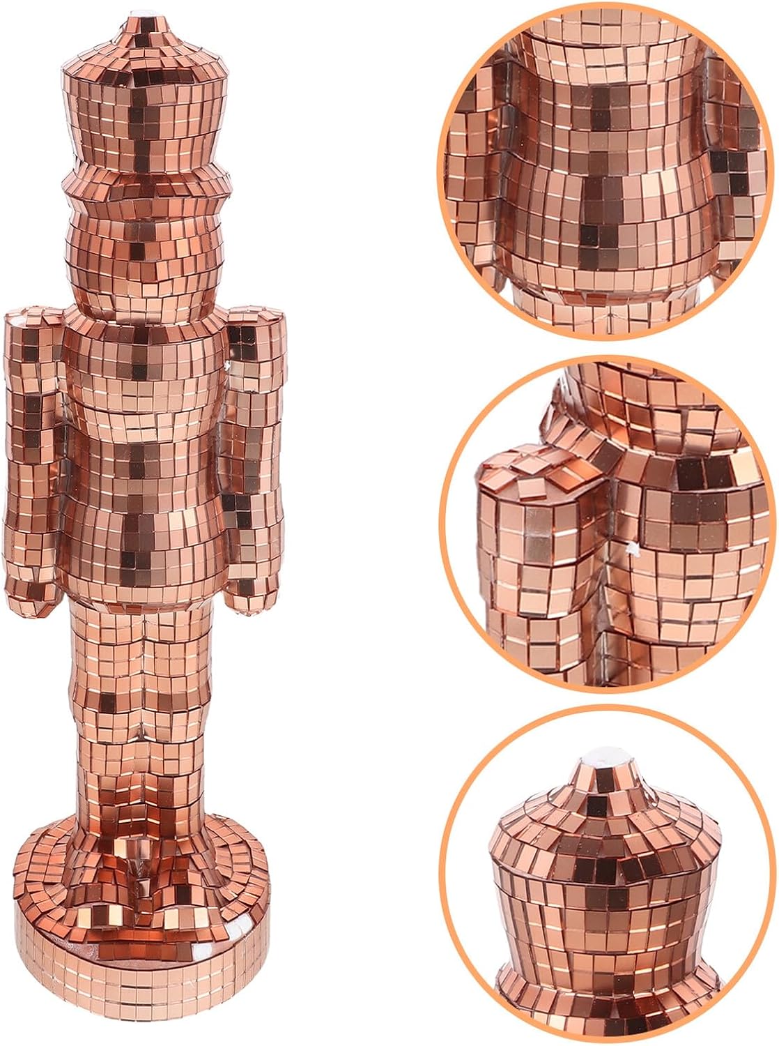 Disco Glass Nutcracker Statue 40cm Rose Gold Christmas Nutcracker Ornament Holiday Table Centerpiece Festive Home Decoration for Living Room and Fireplace
