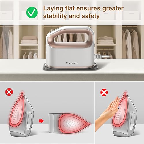 Miniatura 9 de Newbealer Plancha de vapor inteligente para ropa, 1200 W, turboalimentada de grado profesional, 3 modos de vapor y 3 modos de calor seco,