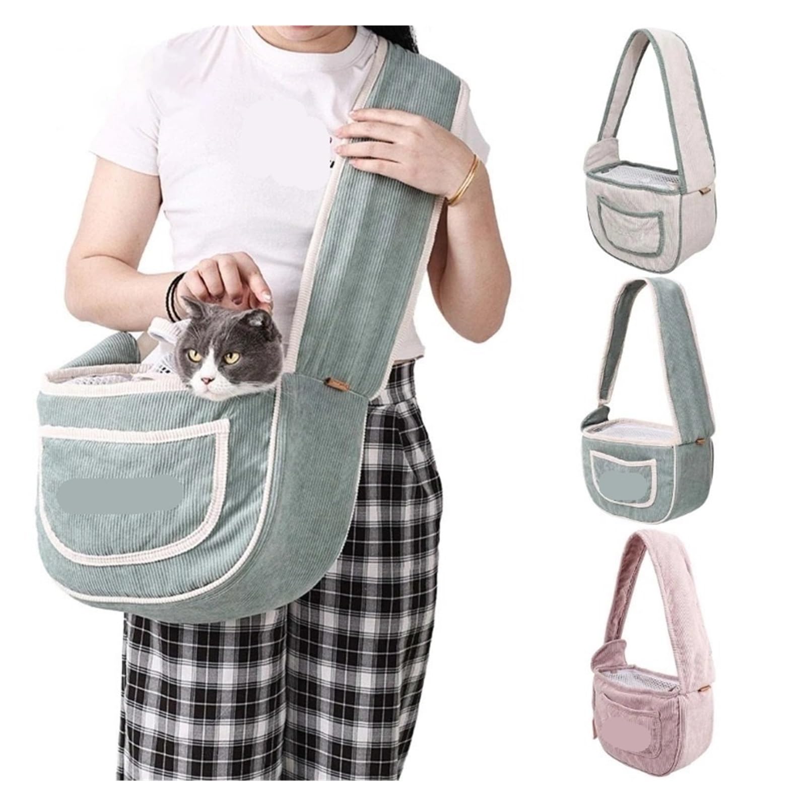 Bandolera para Perro Bolsa de Transporte for Mascotas, Bolsa Plegable portátil y Transpirable, Bolsas for Perros y Gatos, Bolso de Viaje for Gatos domésticos al Aire Libre(Green)