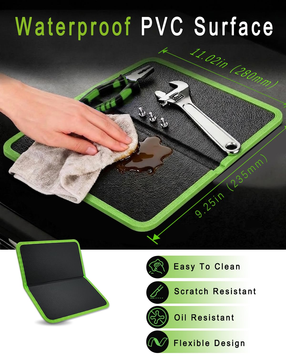 Foldable Magnetic Tool Mat, Non-Slip Flexible Magnetic Pad with PVC — Amazon image 3