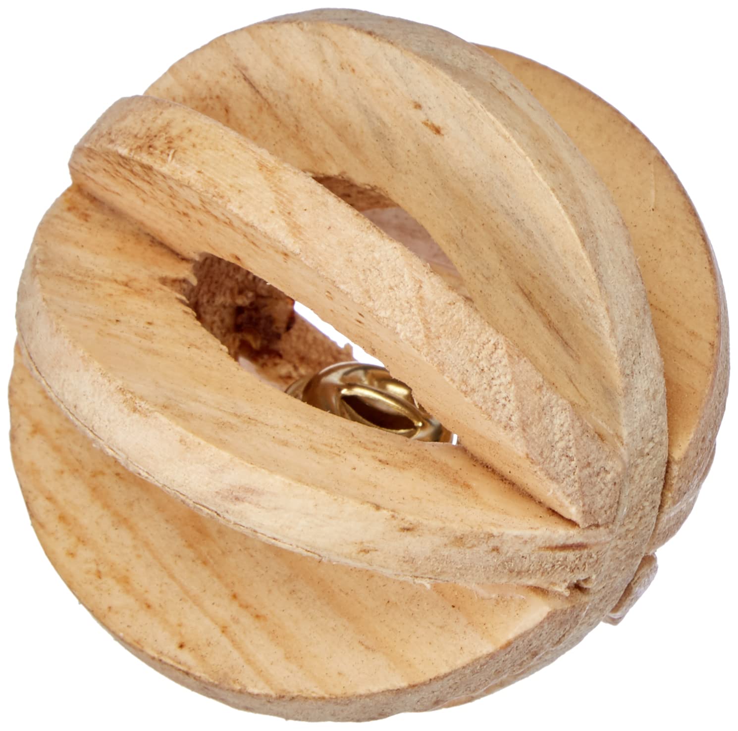 Trixie Wood Slat Ball with Bell, 6 cm