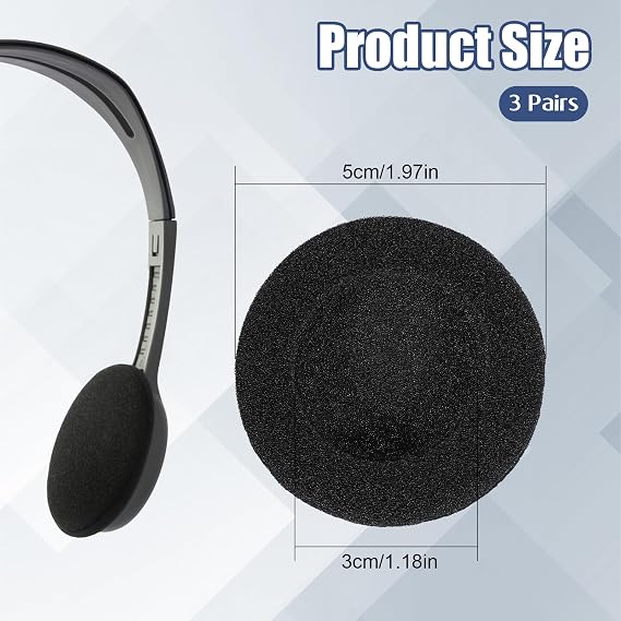 6 PCS Headphone Earpads, 50mm/2 Ear Cushions Ultra Soft Foam Cover Replacement Headphons Ear Covers for Headphones Most Standard Size Office Telephone Headsets H251 H251n H261n H351 H361