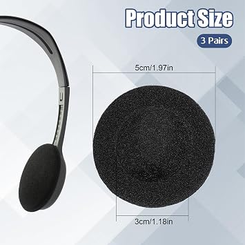 6 PCS Headphone Earpads, 50mm/2 Ear Cushions Ultra Soft Foam Cover Replacement Headphons Ear Covers for Headphones Most Standard Size Office Telephone Headsets H251 H251n H261n H351 H361