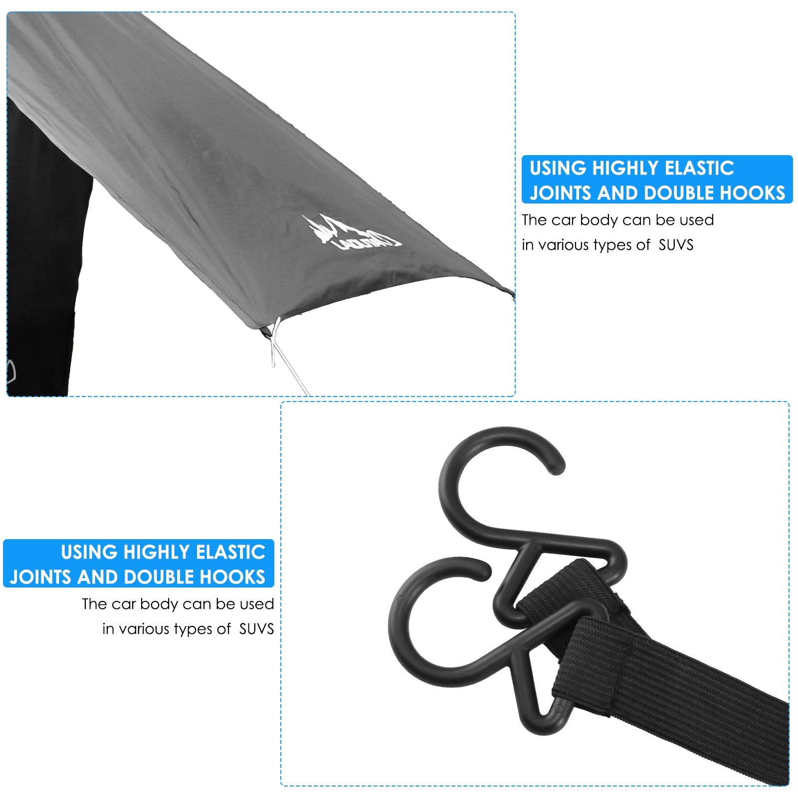 Tenda Parasole per Portellone Posteriore B3 Protezione Solare Impermeabile SUV Campeggio