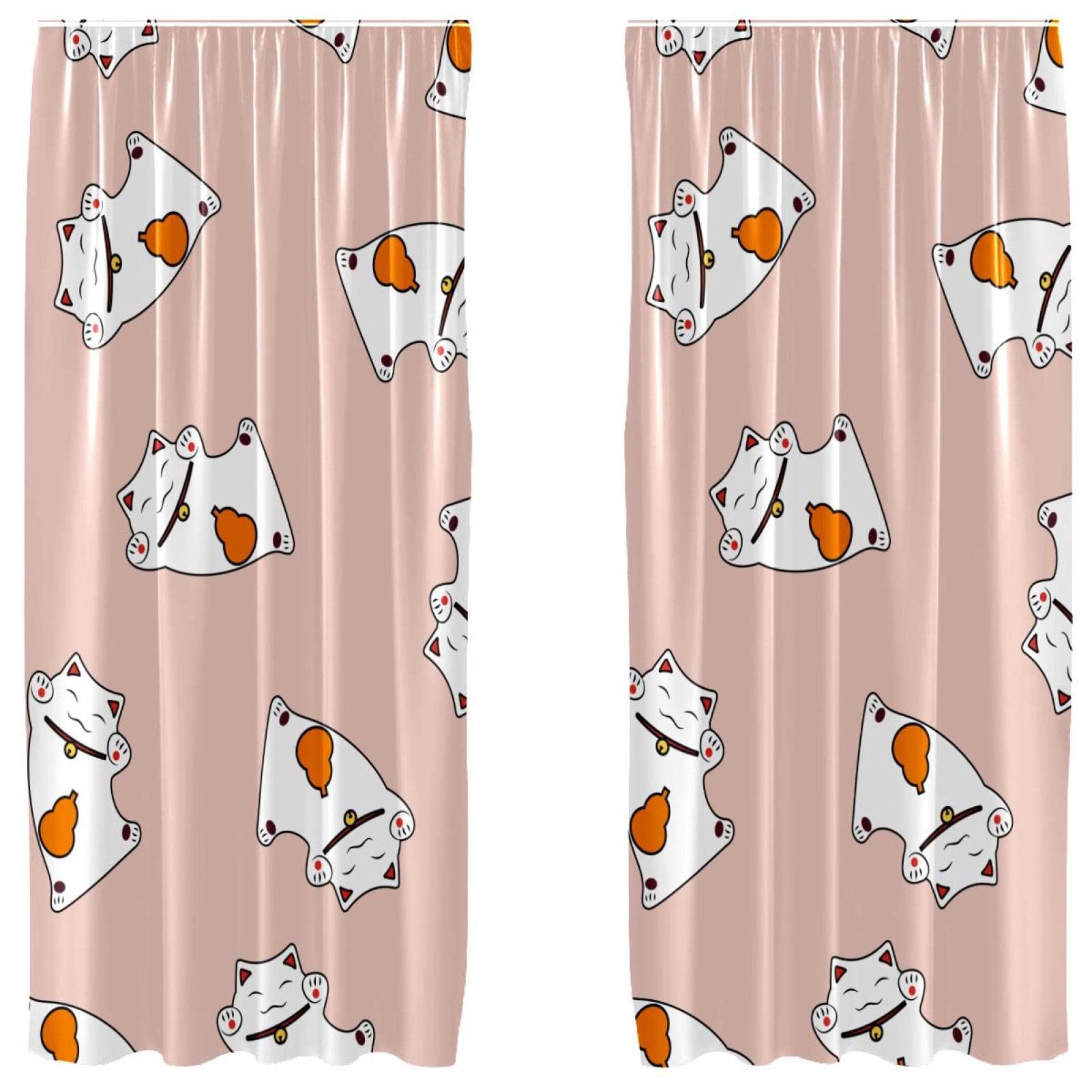 Cortinas de gatos de la suerte para crear un salón acogedor y alegre juego de 2 paneles