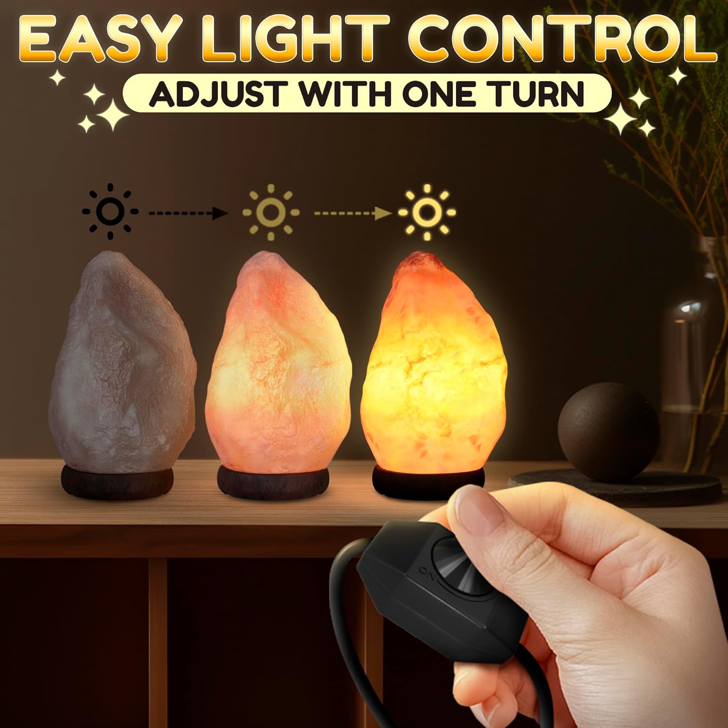 Himalayan Salt Rock Lamp with Dimmer – Hand-Carved Himalayan Salt Lamp Night Light 5.5–7" with Adjustable Warm Glow for Sleep & Relaxation