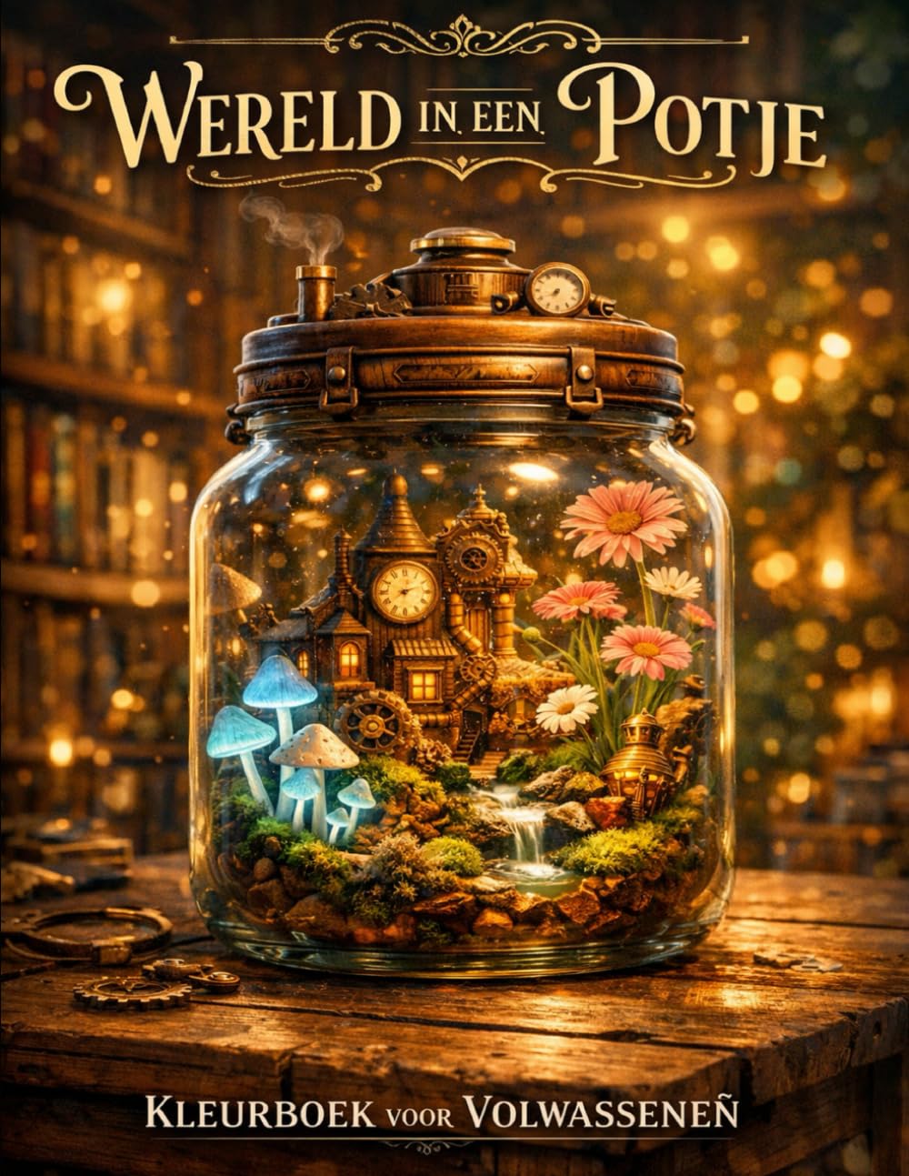 Wereld in een Potje: Kleurboek voor Volwassenen: 50 Magische Miniatuurwerelden met Steampunk, Natuur, Botanische Tuinen en Curiosa – Voor Ontspanning en Mindfulness
