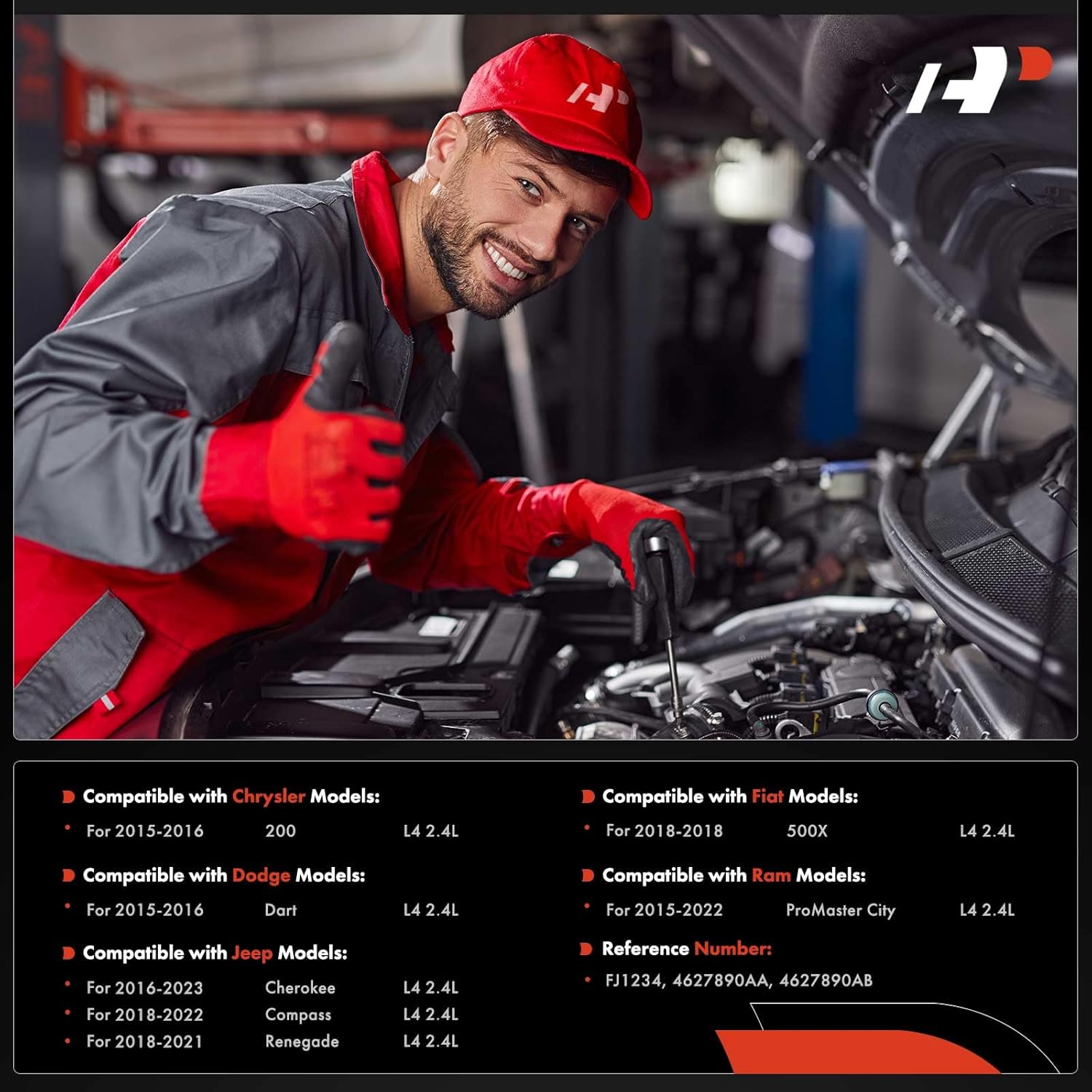 A-Premium Set of 4 Fuel Injectors Compatible with Jeep Cherokee 2016-2023, Compass 2018-2022, Renegade 2018-2021 & Chrysler 200 2015-2016 & Ram ProMaster City 2015-2022 & Fiat 500X 2018 & Dodge Dart