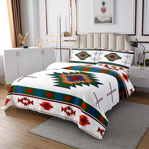 Vista 34 de Erosebridal Ethnic Tribe Feather Coverlet Set Geometric Aztec Bedspread,Western Quilted King African Tribe Arrow Retro Vintage Exotic Geometric