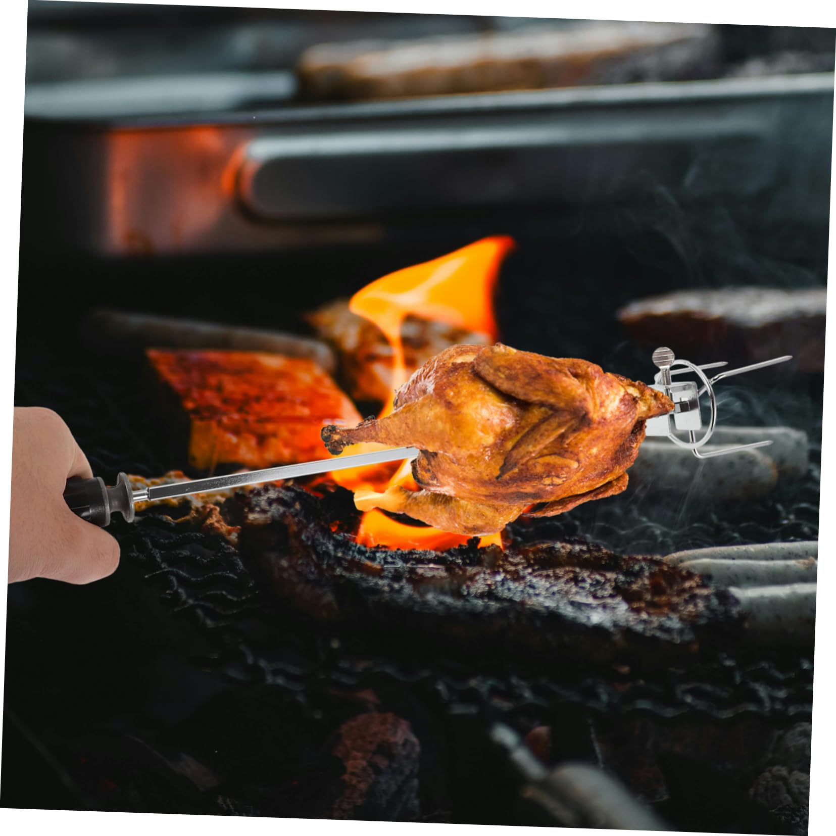 BESTonZON 2sets Forchette Per Arrosto Inossidabile Forchette Rotanti Per Bbq Accessori Per Friggitrice Ad Facili e Resistenti