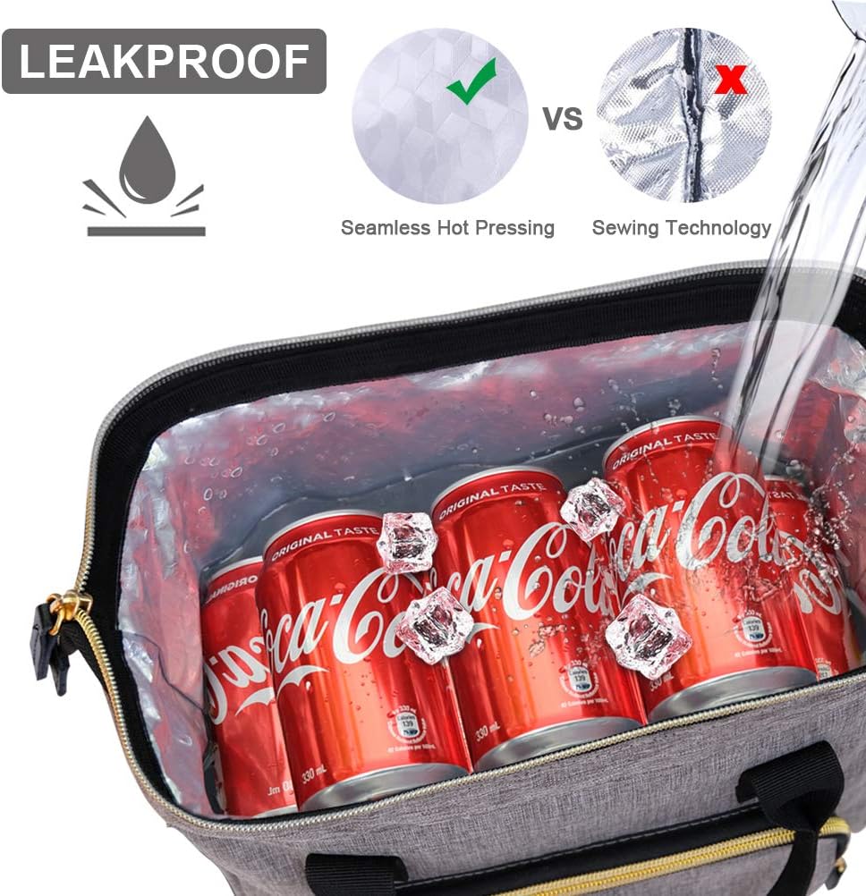 IDEATECH Large Insulated Lunch Bags for Work, Leakproof Lunch Box for Women & Men, Lunch Tote Cooler Bags with Adjustable Shoulder Strap for Teacher, Nurse, Mom, Womens Lunchbox Gifts (Grey) image 5