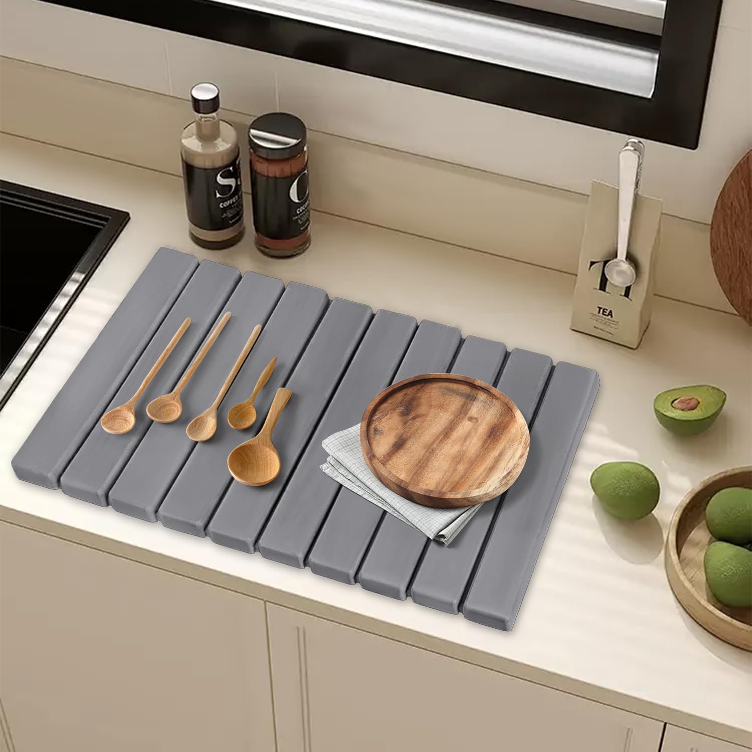 Foldable Stone Dish Drying Mat for Kitchen Counter, ×16"Fast Dry Pad