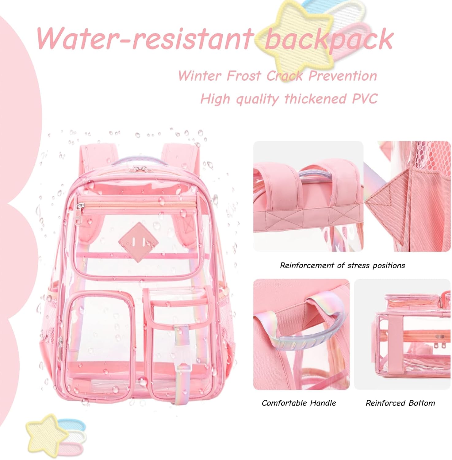 Clear Backpack for Girls Large Heavy Duty Transparent Bookbag for Middle School Kids Travel Daypacks - Image 4