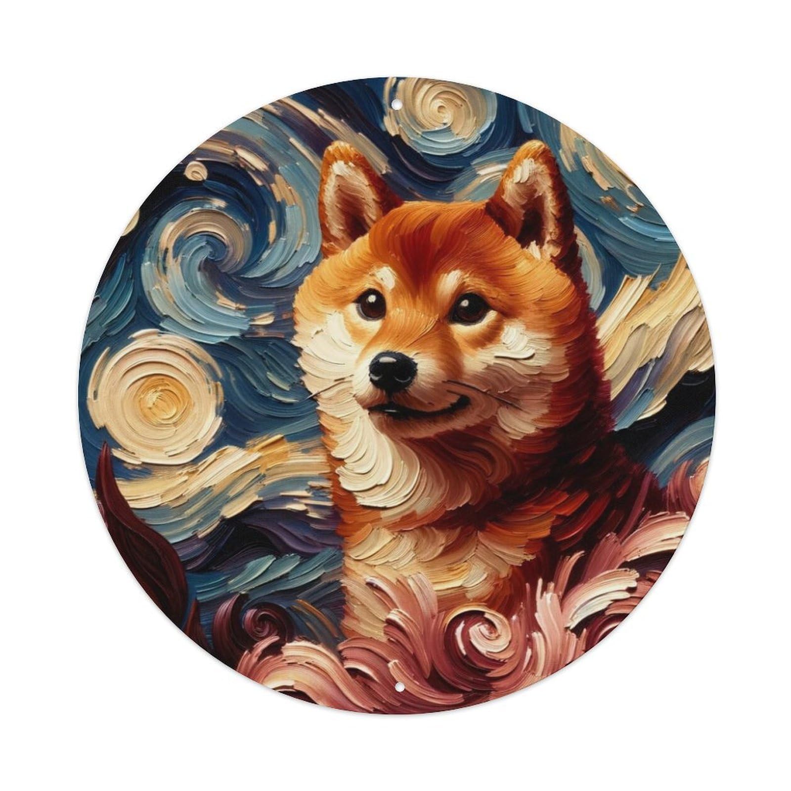 Animal Oil Painting Style Shiba Inu Metal Tin Sign