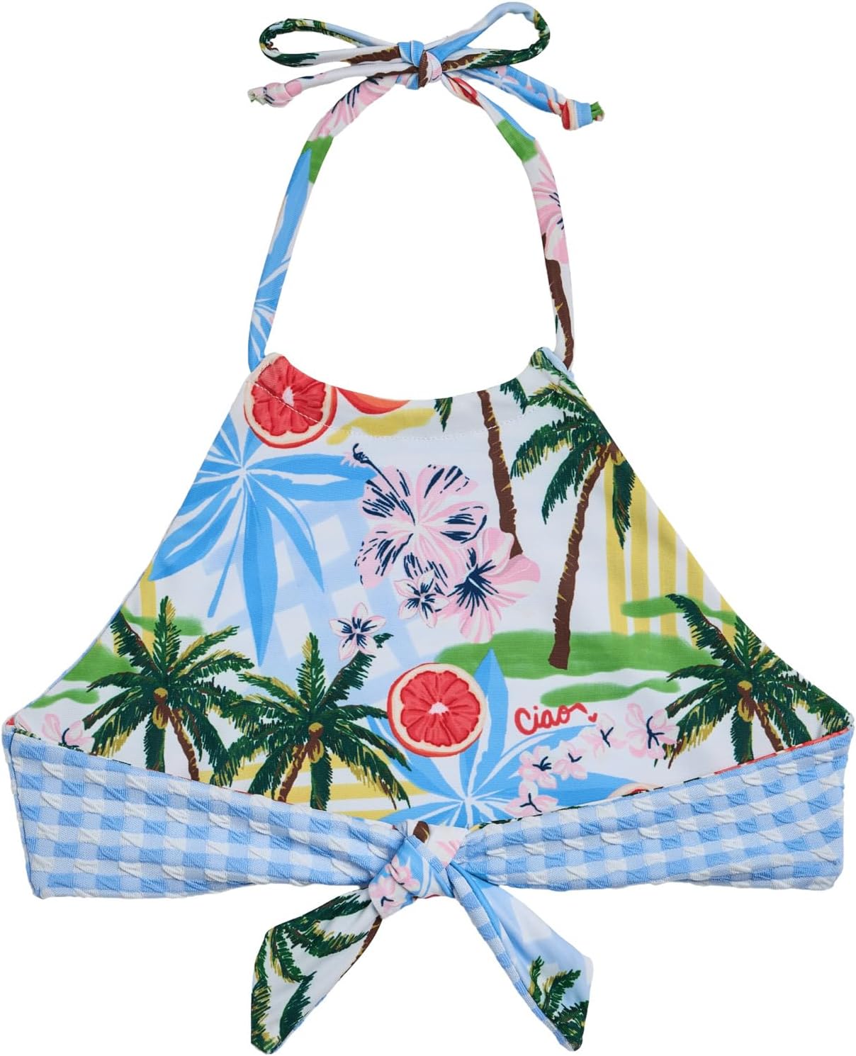 Snapper Rock, Girls, Ciao Paradiso Reversible Halter Bikini (Big Kid), Blue, 7 Years-8 Years Big Kid