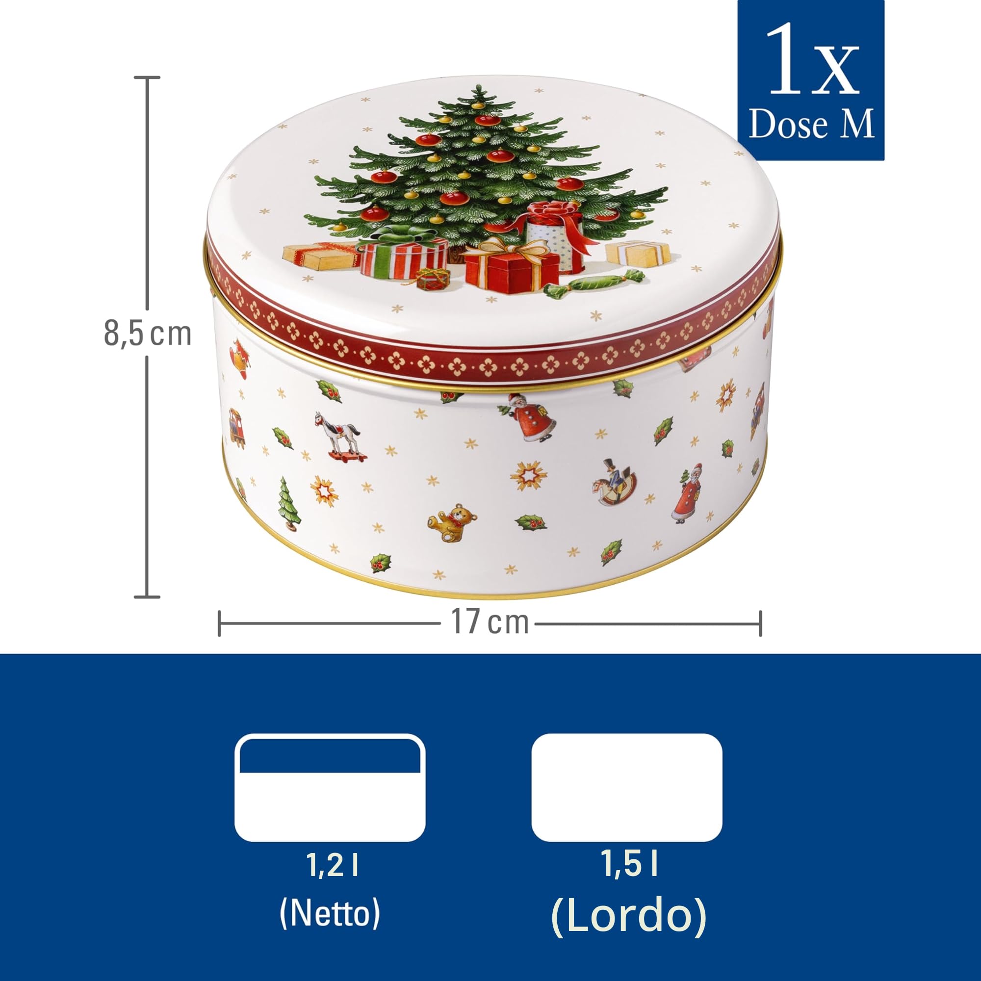 Villeroy & Boch - Winter Collage Set di Biscottiere Variopinto, Scatola di Biscotti, Biscottiera, Scatoline Biscotti, Decorazioni per la Casa, Xmas, Natale, Metallo