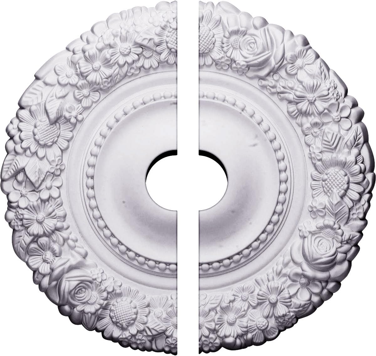 Ekena Millwork CM21MA2-03500 21"OD x 3 1/2"ID x 2"P Marseille Ceiling Medallion, Fits Canopies up to 7-3/8", 2 Piece