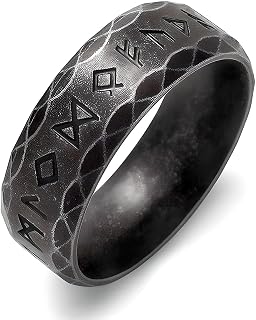THE MEN THING VIKING NORSE AMULET - Black Oxy Ring | Luxury Solid Pure Titanium Stainless Steel Ring Jewellery for Men (Bl... Price In India