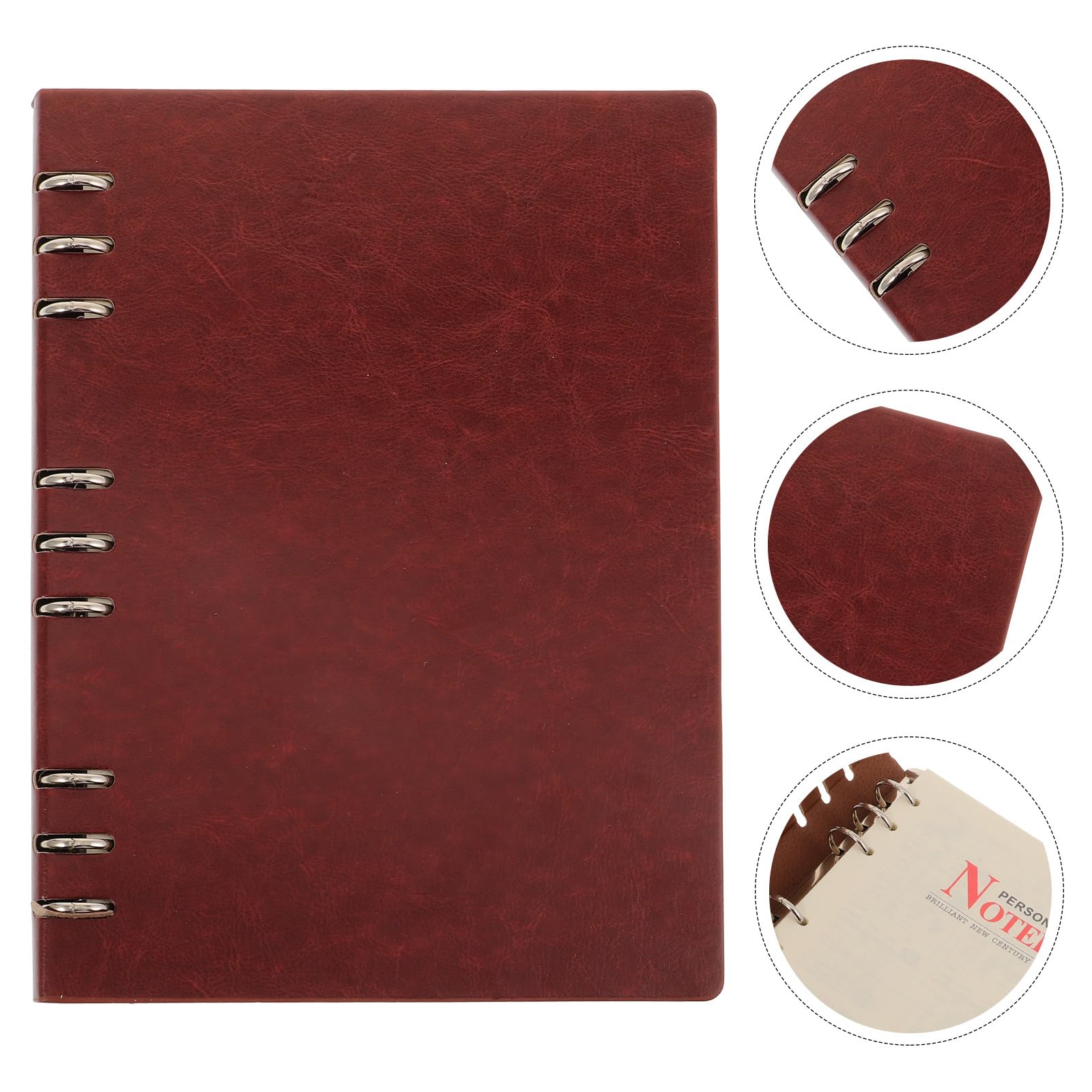 ABOOFAN Quaderno ad Anelli Marrone in Pu Copertina Rigida per Ufficio