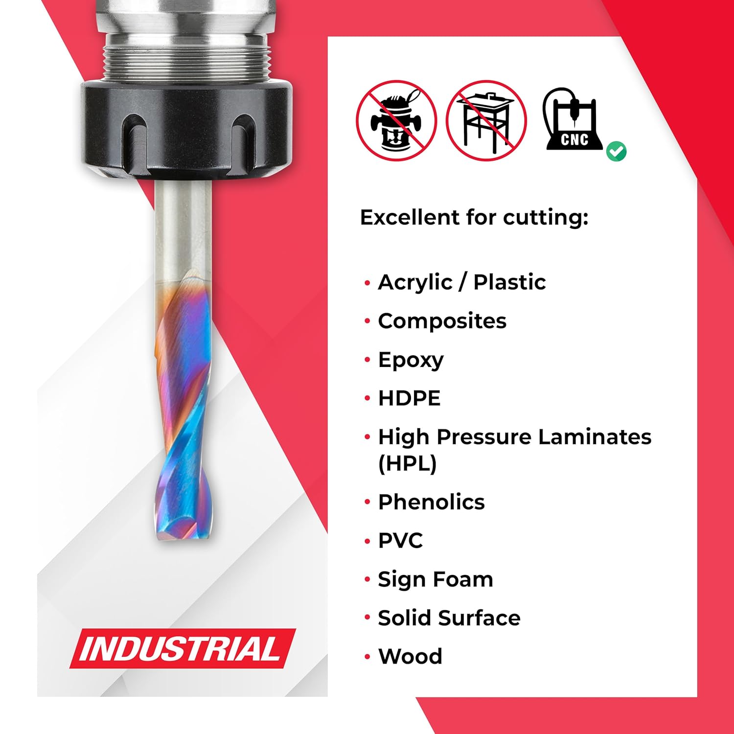 Amana Tool 46587-K CNC Spektra Extreme Tool Life Coated Spiral 2D/3D Carving 0.10 Deg Straight Angle Flat Bottom x 1/4 D x 3/4 CH x 1/4 SHK x 2 Inch Long x 2 Flute SC Up-Cut Router Bit