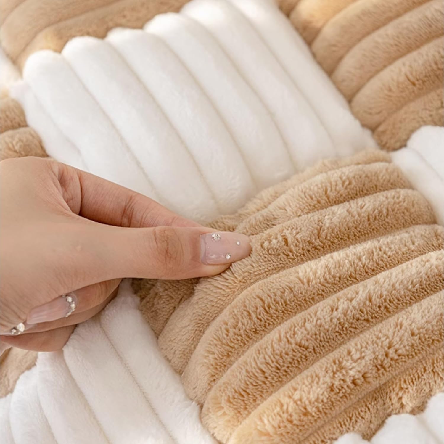 Funny Fuzzy pet Couch Cover,Funnyfuzzy Cream-Coloured Large Plaid Square Pet Mat Bed Couch Cover,Funny Fuzzy Dog Bed, Dog Blankets for Large Dogs, Waterproof Blanket Dog Bed Cover Pet Blanket (Color