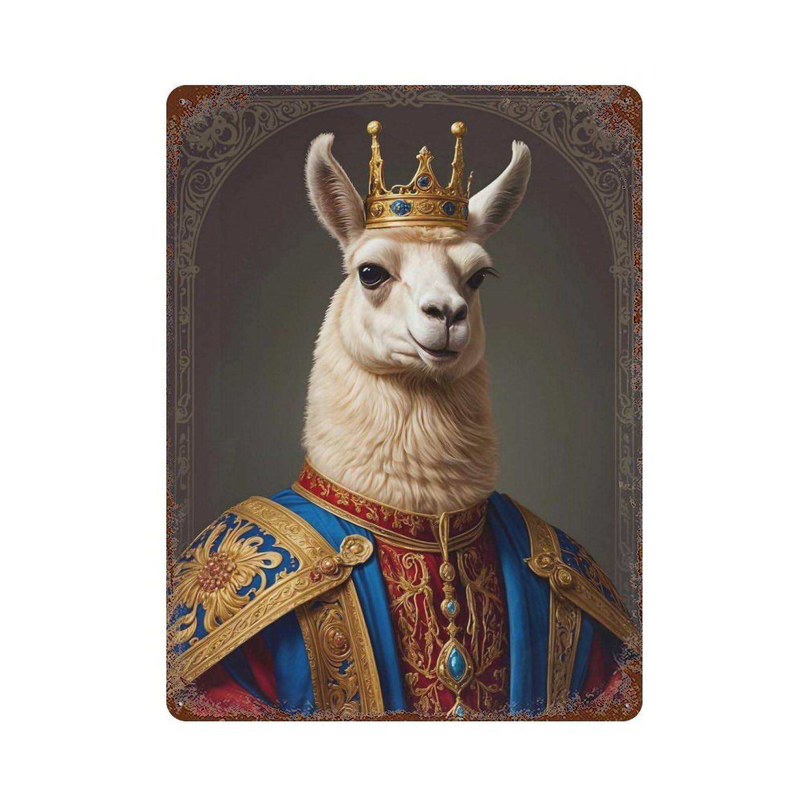 Llama King Rustic Tin Plaque 15.7"x11.8", for Shed, Workshop And Garage Wall Decor, Shabby Chic Decor