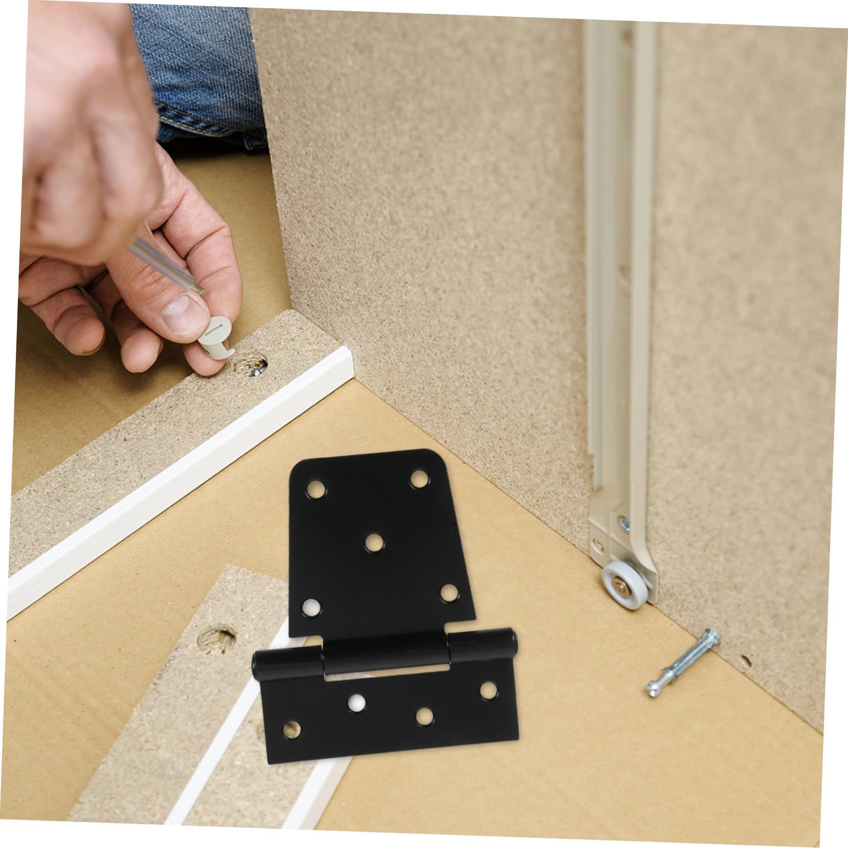 POPETPOP 2pezzi Cerniere Per Porte t Pesanti in Acciaio Nero Opaco Resistenti e Antiruggine Per Cancelli Scaffali e Mobiletti Con Fissaggi Adatti Utilizzo Interno Ed Esterno