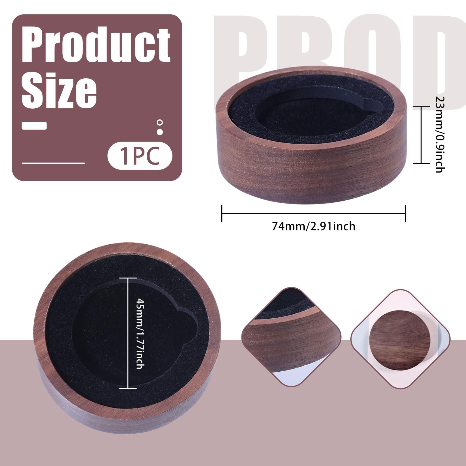 beinkmake Wood Challenge Coin Display Case 45mm Lidless Round Display Coins Box Challenge Coin Protective Storage Presentation Showcase Box for Commemorative Coins Medals Tokens - Image 2