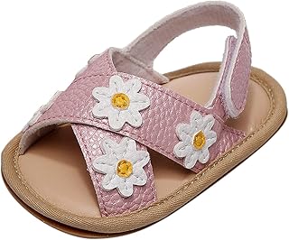 Sapatos de flores para meninas com bico aberto para o verão infantil sandálias planas florais para meninos sandálias de dedo fechado (rosa, 4 bebês)