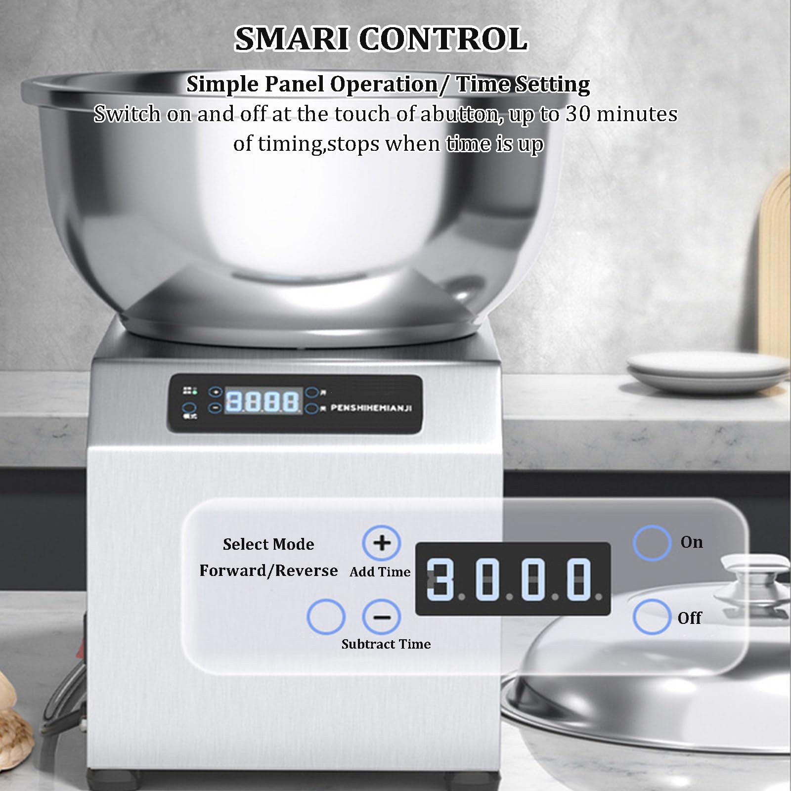 Impastatrice a Spirale Elettrica da 2200 W con Doppia Rotazione, Impastatrice Robusta in Acciaio Inox con Ciotola, Coperchio E Timer da 30 Minuti, per Panetteria, Pizzeria E Ristorante 5kg