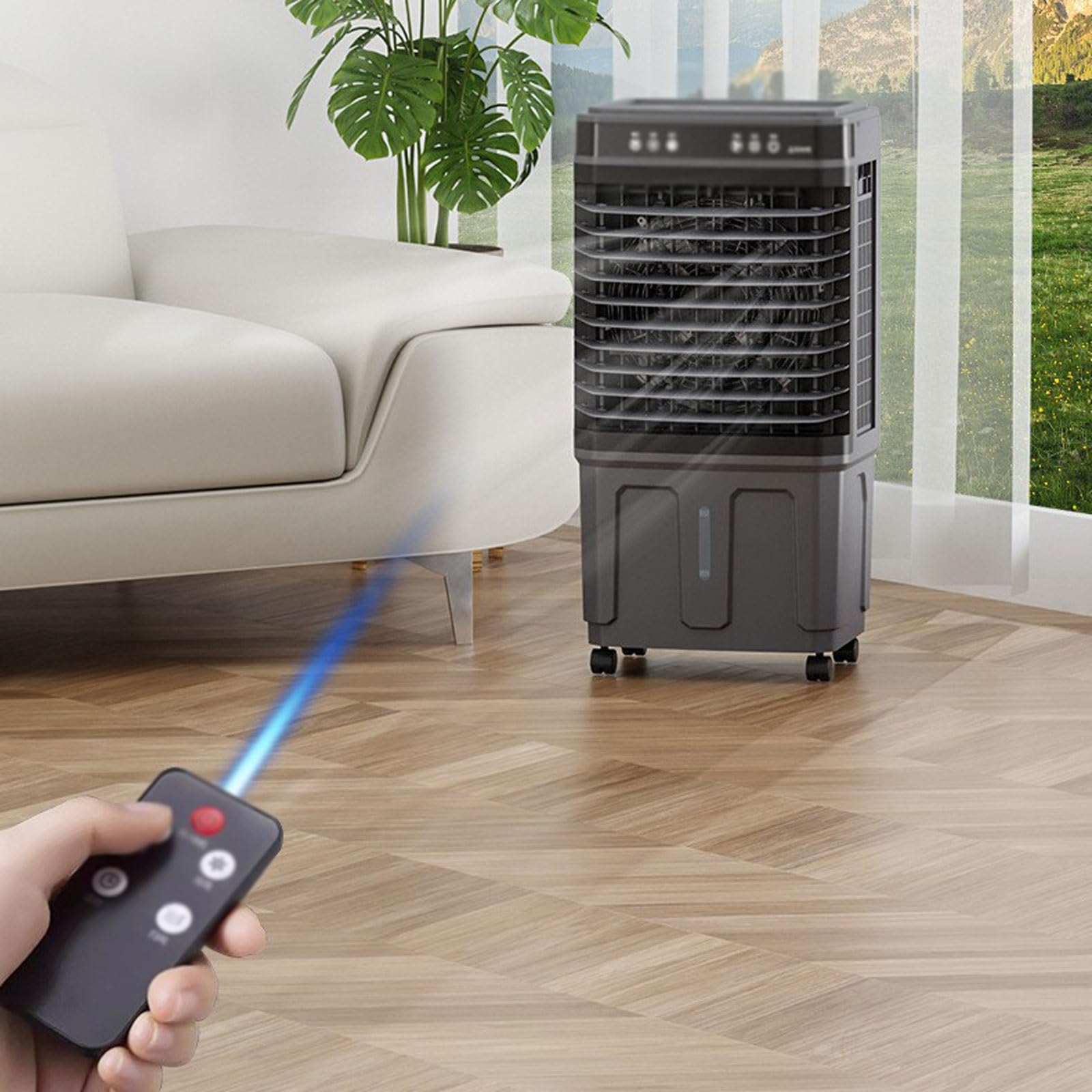 WJIANBIN Portable Air Cooling Fan Swamp Cooler Indoor Outdoor 3-in-1 Evaporative Air Cooler 3 Modes & 3 Speeds, 120° Oscillation, for Bedroom, Home, Office(30L)