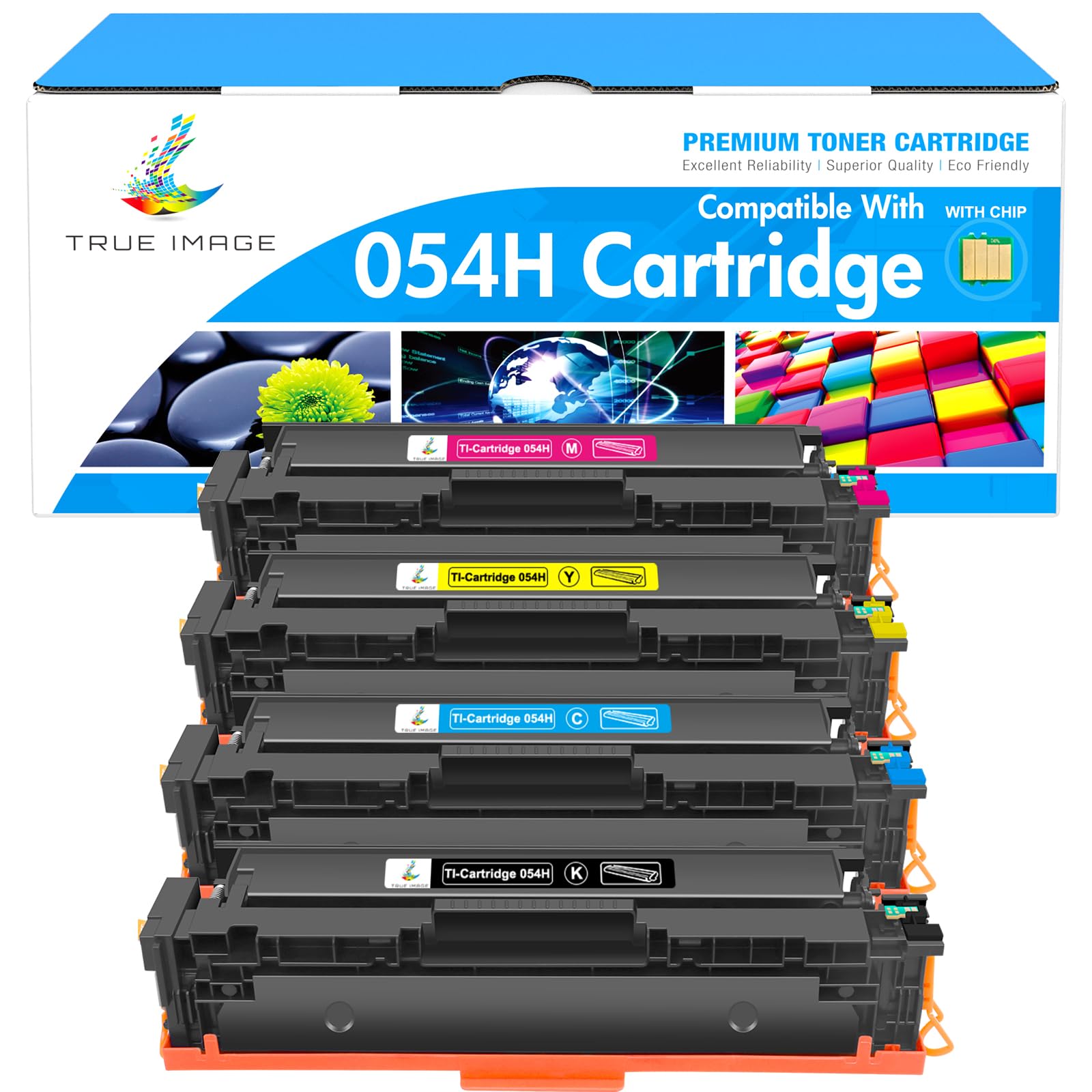 True Image Compatible Toner Cartridge Replacement for Canon 054 054H Toner Canon Color ImageCLASS MF644Cdw MF642Cdw LBP622Cdw MF641Cw Printer Toner (Black Cyan Magenta Yellow, 4-Pack)