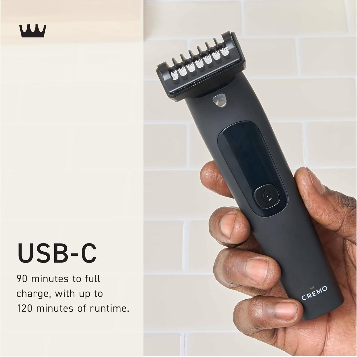 Cremo Flex Blade Body Hair Trimmer, Cordless Electric Groin & Body Groomer with Flexible Blade Design, IPX7 Wet/Dry Waterproof Electric Trimmer with Digital Display & Travel Lock, for Women & Men