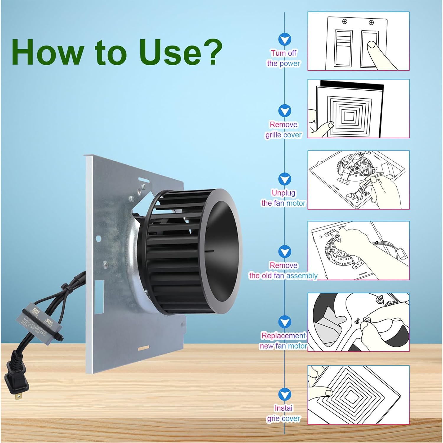 S97017065 Motor Assembly for 676-A 676-B 676-C 676F-A 676F-B 676F-C N676-C 88-K Series Bathroom Exhaust Fan - Enhanced Airflow and Quiet Operation