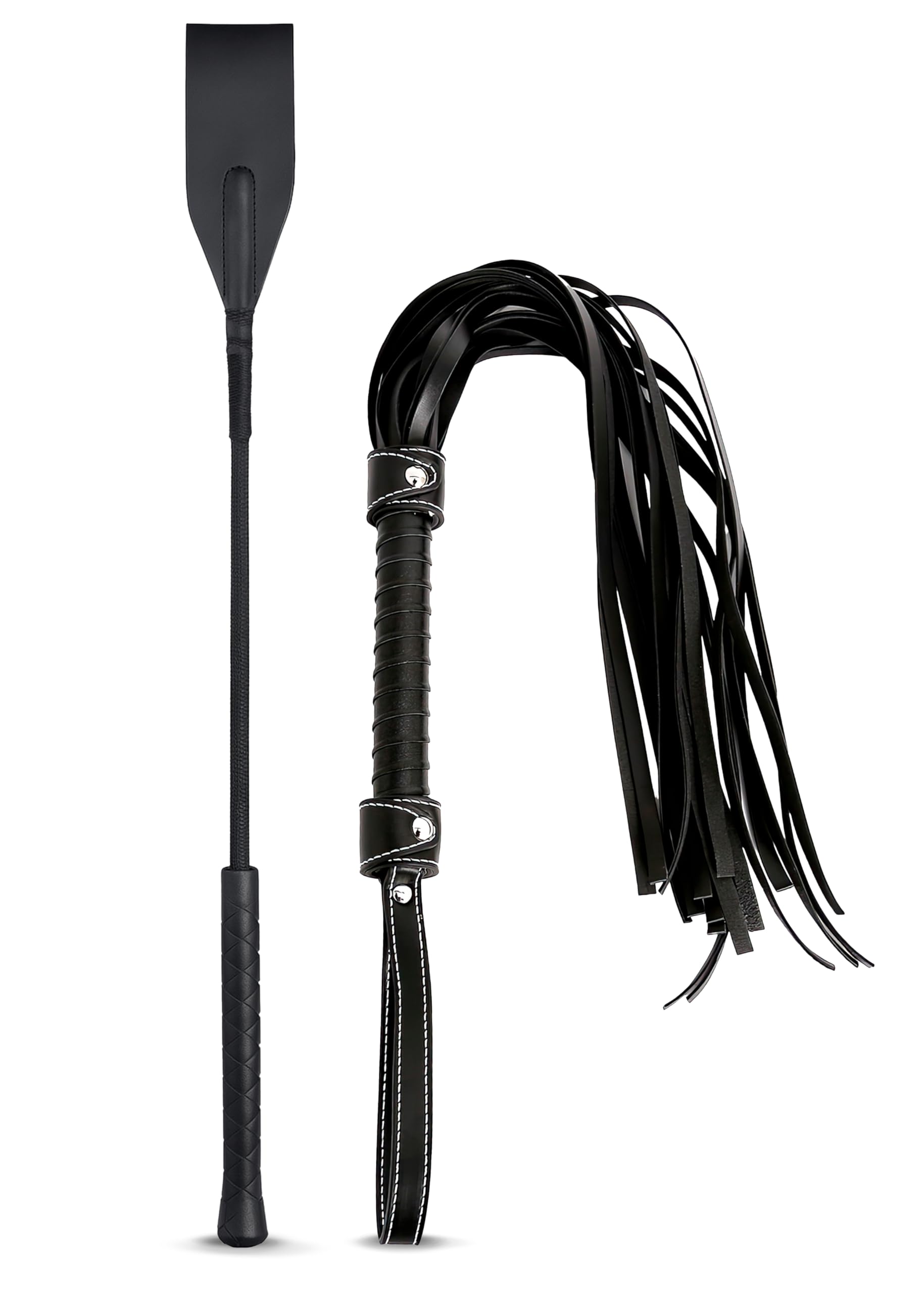 Riding Crop for Horses 17", Faux Leather Whip 32" Horse Whip for Training - Equestrian Set