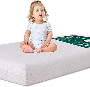 BABELIO Crib Mattress Memory Foam Toddler Mattress 2-Stage Standard Size Baby Mattress with Removable Waterproof Cover Grey
